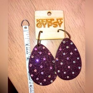 KEEP IT GYPSY Glittering Brown Teardrop Earrings